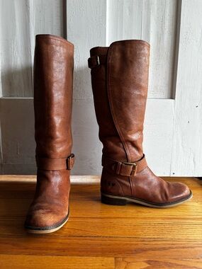 Lucky Brand Cognac Brown Over-the-Knee Leather Boots